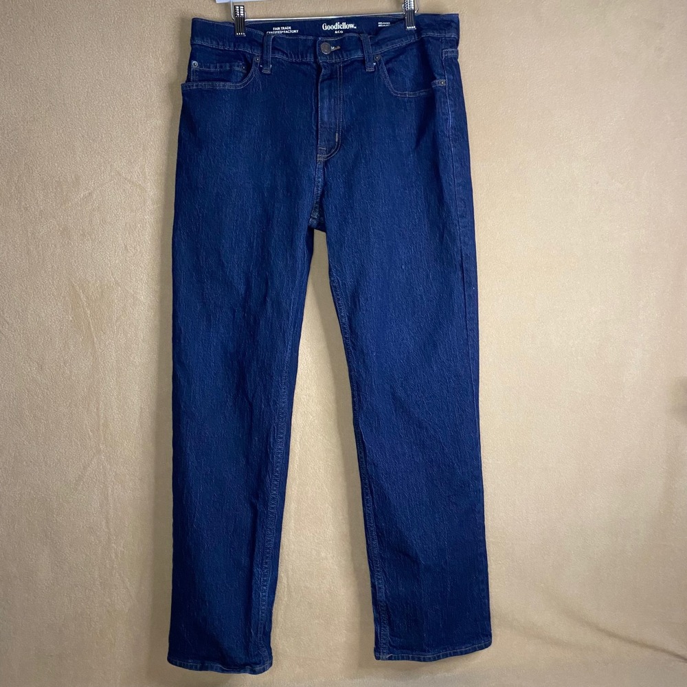 Goodfellow & Co Mens Dark Wash‎ Relaxed Fit Jeans Comfort Casual 34W x 32L EUC